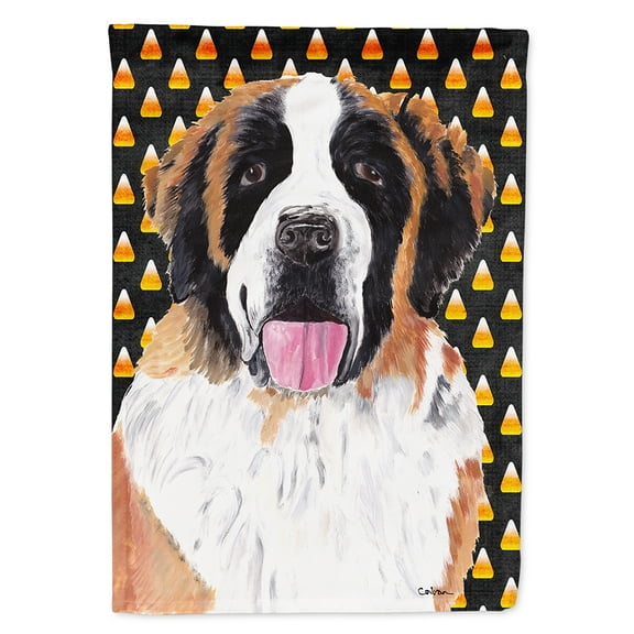 Carolines Treasures SC9165-FLAG-PARENT Saint Bernard Candy Corn Halloween Portrait Flag  multicolor