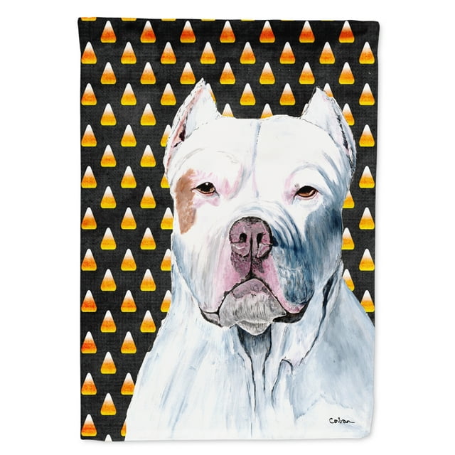 Carolines Treasures SC9166-FLAG-PARENT Pit Bull Candy Corn Halloween Portrait Flag  multicolor