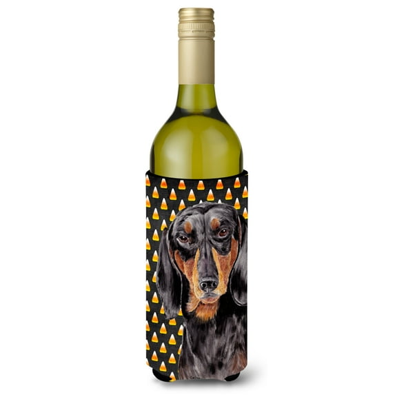 Carolines Treasures SC9174LITERK Dachshund Candy Corn Halloween Portrait Wine Bottle Hugger Wine Bottle multicolor