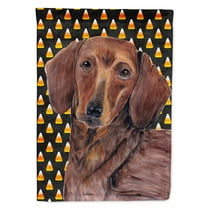 Carolines Treasures SC9178-FLAG-PARENT Dachshund Candy Corn Halloween Portrait Flag  multicolor