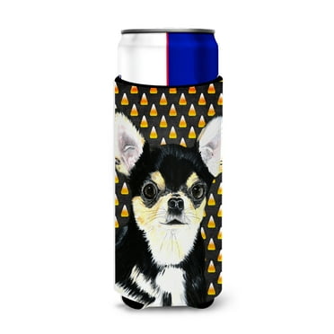 Carolines Treasures SC9197MUK Chihuahua Candy Corn Halloween Portrait Ultra Hugger for slim cans Slim Can multicolor