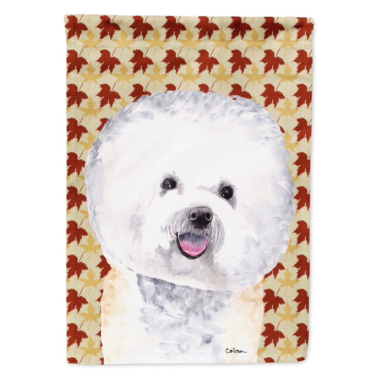 Carolines Treasures SC9201-FLAG-PARENT Bichon Frise Fall Leaves Portrait Flag  multicolor