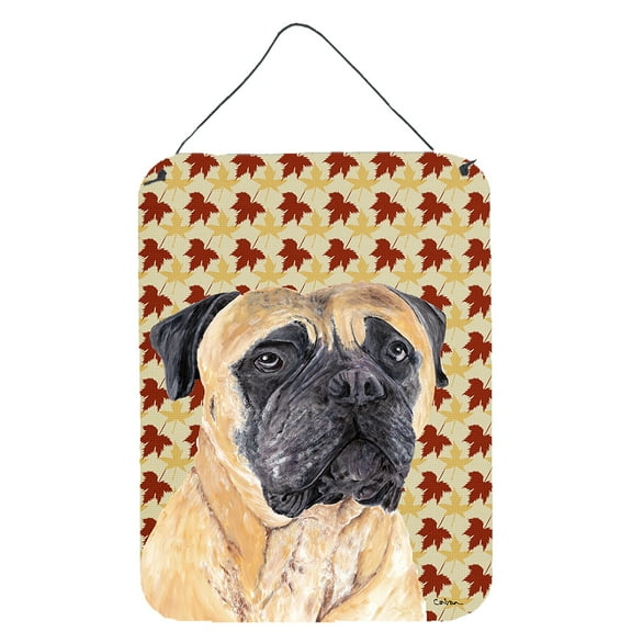 Carolines Treasures SC9225DS1216 Mastiff Fall Leaves Portrait Wall or Door Hanging Prints 12WX16H multicolor