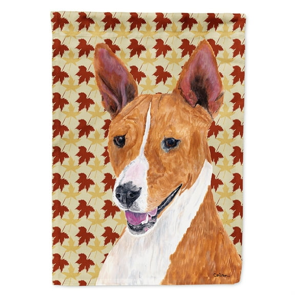 Basenji Fall Leaves Portrait Flag Canvas House Size