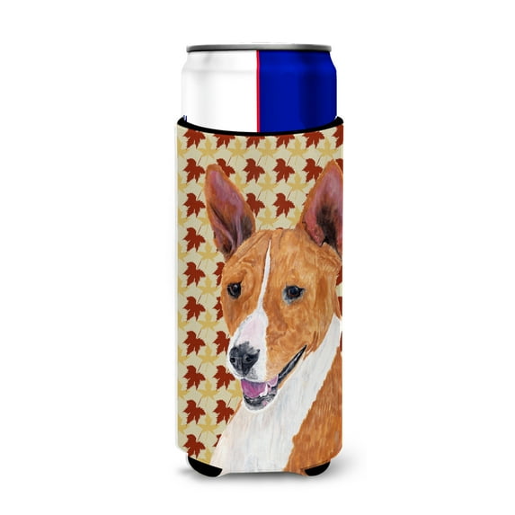 Carolines Treasures SC9227MUK Basenji Fall Leaves Portrait Ultra Hugger for slim cans Slim Can multicolor