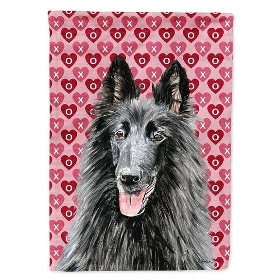 Belgian Sheepdog Hearts Love and Valentine's Day Portrait Garden Flag