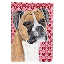 Carolines Treasures SC9249-FLAG-PARENT Boxer Hearts Love and Valentines Day Portrait Flag  multicolor