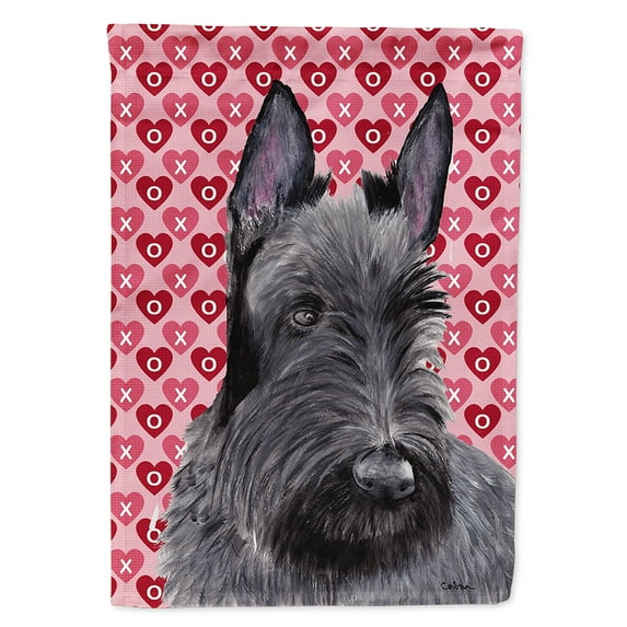 Carolines Treasures SC9254-FLAG-PARENT Scottish Terrier Hearts Love Valentines Day Portrait Flag Garden  multicolor