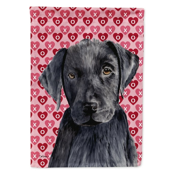 Carolines Treasures SC9275-FLAG-PARENT Labrador Black Hearts Love Valentines Day Flag  multicolor