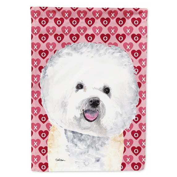Carolines Treasures SC9278-FLAG-PARENT Bichon Frise Hearts Love and Valentines Day Portrait Flag  multicolor