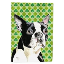 Carolines Treasures SC9280-FLAG-PARENT Boston Terrier St. Patricks Day Shamrock Portrait Flag multicolor
