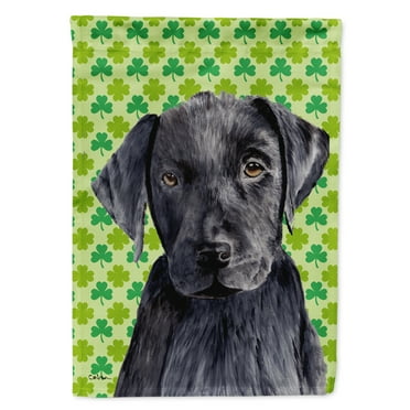 Carolines Treasures SC9284-FLAG-PARENT Labrador Black St. Patricks Day Shamrock Portrait Flag  multicolor