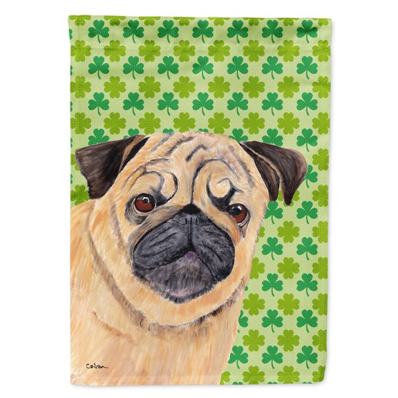 Carolines Treasures SC9291-FLAG-PARENT Pug St. Patricks Day Shamrock Portrait Flag  multicolor