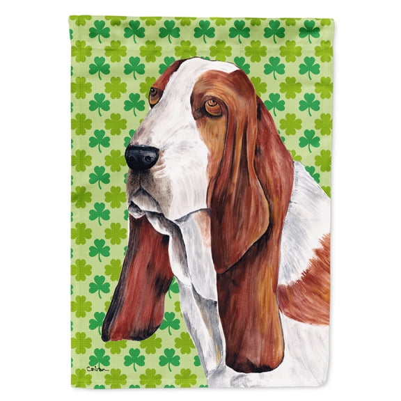Carolines Treasures SC9292-FLAG-PARENT Basset Hound St. Patricks Day Shamrock Portrait Flag  multicolor