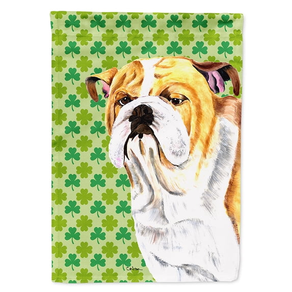 Carolines Treasures SC9294-FLAG-PARENT Bulldog English St. Patricks Day Shamrock Portrait Flag multicolor