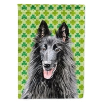 Carolines Treasures SC9318-FLAG-PARENT Belgian Sheepdog St. Patricks Day Shamrock Portrait Flag  multicolor