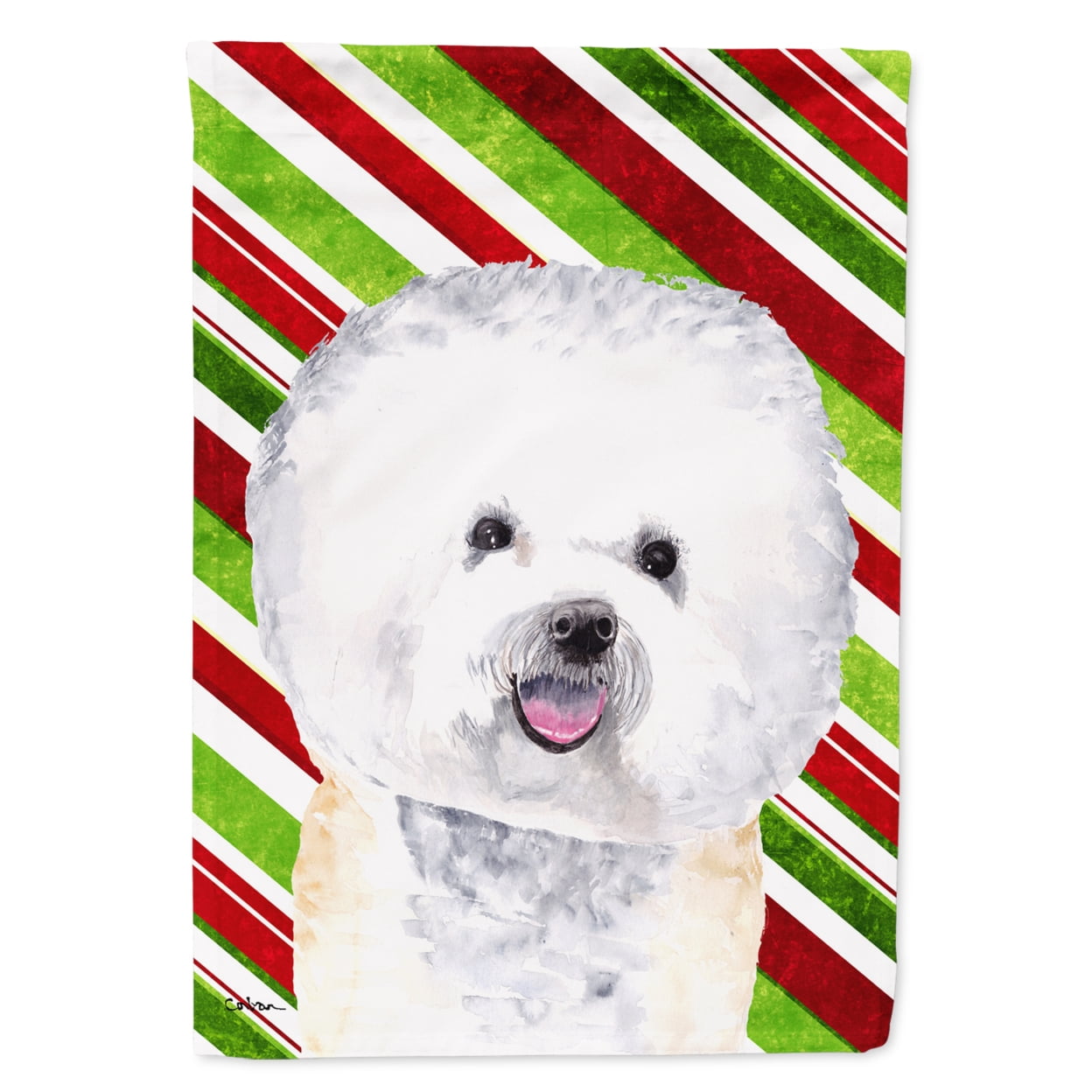 Carolines Treasures SC9322-FLAG-PARENT Bichon Frise Candy Cane Holiday Christmas Flag  multicolor
