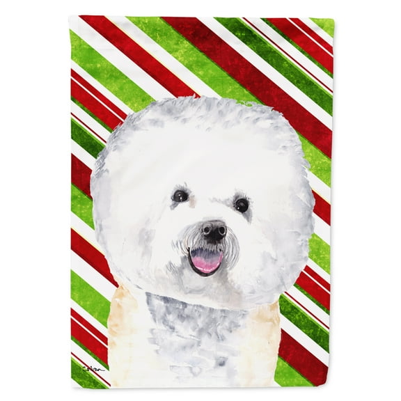 Carolines Treasures SC9322-FLAG-PARENT Bichon Frise Candy Cane Holiday Christmas Flag  multicolor