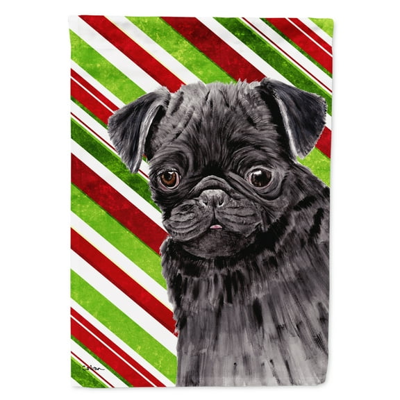 Carolines Treasures SC9326-FLAG-PARENT Pug Candy Cane Holiday Christmas Flag  multicolor