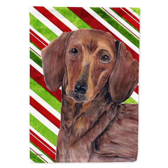 Dachshund Candy Cane Holiday Christmas Garden Flag