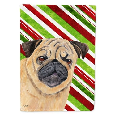 Carolines Treasures SC9331-FLAG-PARENT Pug Candy Cane Holiday Christmas Flag  multicolor