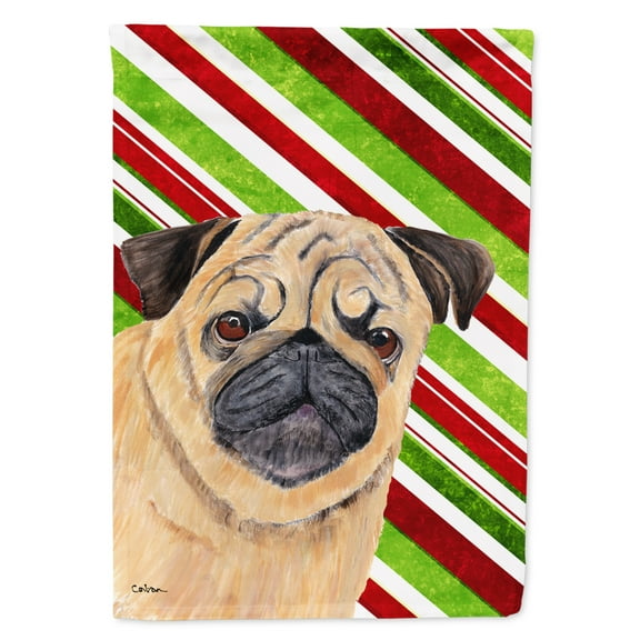 Carolines Treasures SC9331-FLAG-PARENT Pug Candy Cane Holiday Christmas Flag  multicolor