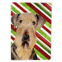 Carolines Treasures SC9333CHF Airedale Candy Cane Holiday Christmas Flag Canvas, Large, Multicolor