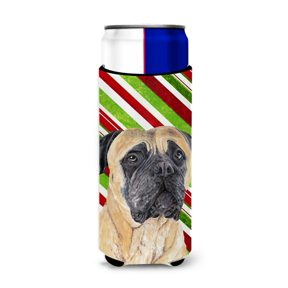 Carolines Treasures SC9345MUK Mastiff Candy Cane Holiday Christmas Ultra Hugger for slim cans Slim Can multicolor