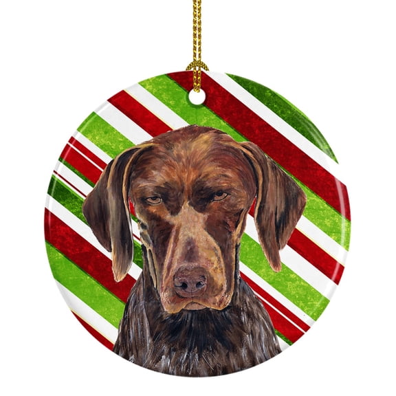 German Shorthaired Pointer Candy Cane Holiday Christmas Ceramic Ornament