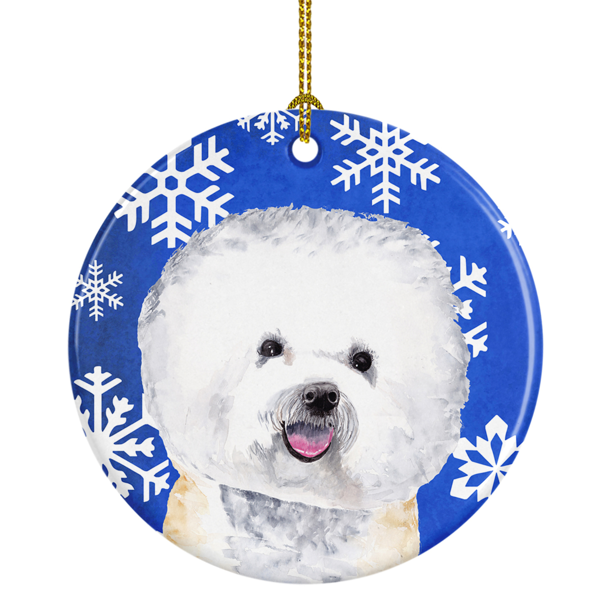 Caroline's Treasures LH9296-CO1 Ornamento Di Natale In Ceramica Con Weimaraner E Fiocchi Di Neve - Multicolore - Diametro 7 Cm