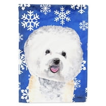 Carolines Treasures SC9362-FLAG-PARENT Bichon Frise Winter Snowflakes Holiday Flag  multicolor