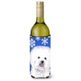 thumbnail image 1 of Carolines Treasures SC9362LITERK Bichon Frise Winter Snowflakes Holiday Wine Bottle Hugger Wine Bottle multicolor, 1 of 1