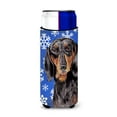 thumbnail image 1 of Carolines Treasures SC9363MUK Dachshund Winter Snowflakes Holiday Ultra Hugger for slim cans Slim Can multicolor, 1 of 6