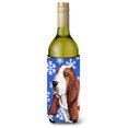 thumbnail image 1 of Carolines Treasures SC9372LITERK Basset Hound Winter Snowflakes Holiday Wine Bottle Hugger Wine Bottle multicolor, 1 of 1