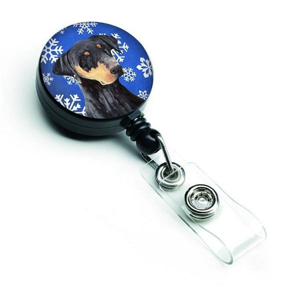 Carolines Treasures SC9377BR Doberman Winter Snowflakes Holiday Retractable Badge Reel