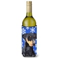 thumbnail image 1 of Carolines Treasures SC9377LITERK Doberman Winter Snowflakes Holiday Wine Bottle Hugger Wine Bottle multicolor, 1 of 1