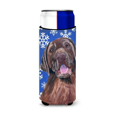 Carolines Treasures SC9384MUK Labrador Winter Snowflakes Holiday Ultra Hugger for slim cans Slim Can multicolor