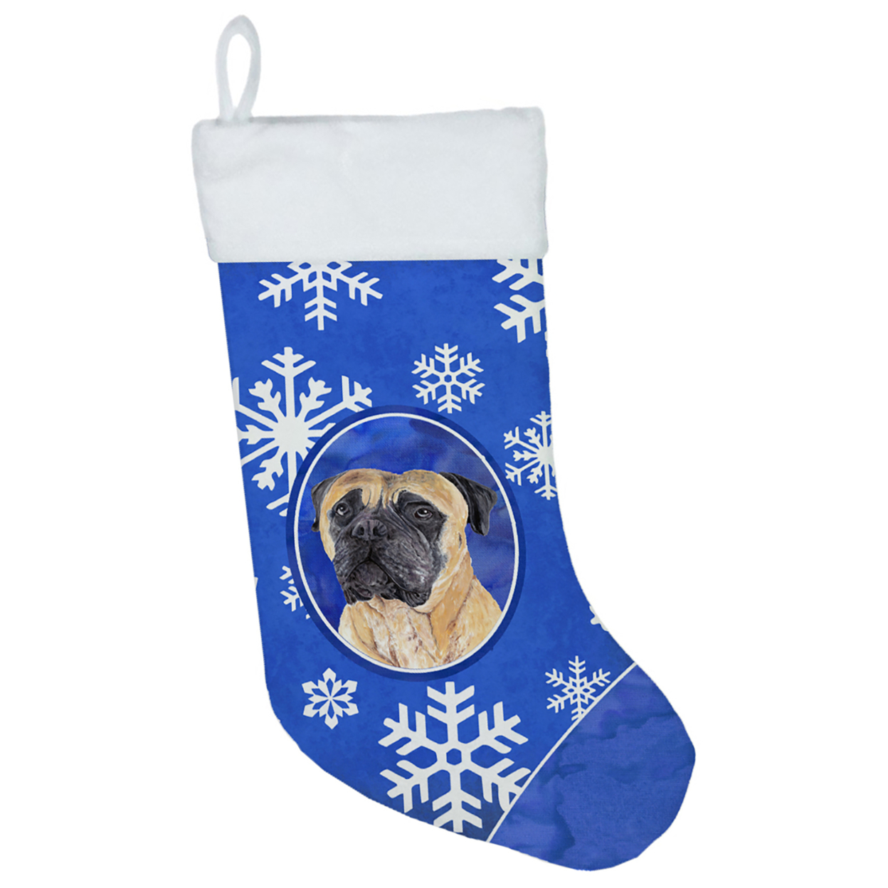 Carolines Treasures SC9385-CS Mastiff Winter Snowflakes Christmas Stocking SC9385 Large multicolor