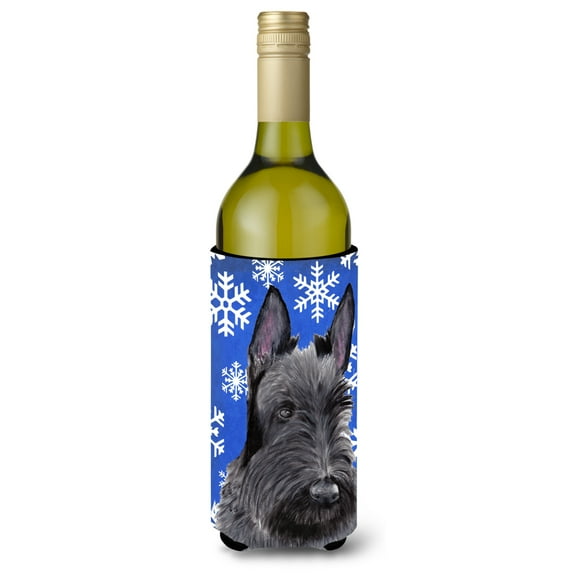Carolines Treasures SC9386LITERK Scottish Terrier Winter Snowflakes Holiday Wine Bottle Hugger Wine Bottle multicolor