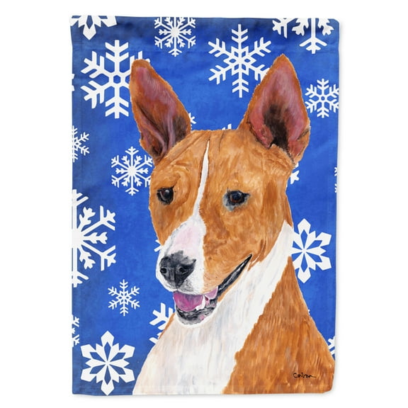 Carolines Treasures SC9387-FLAG-PARENT Basenji Winter Snowflakes Holiday Flag  multicolor