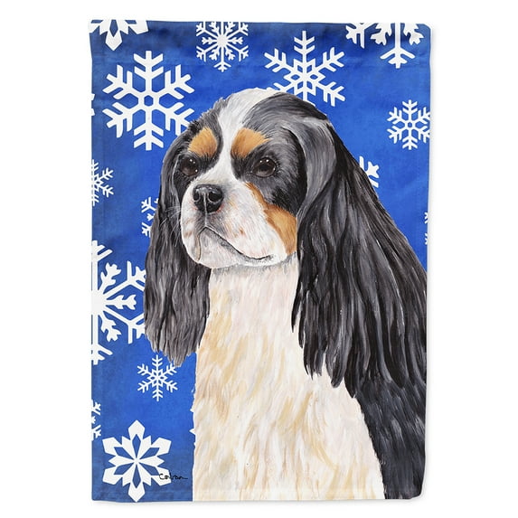 Carolines Treasures SC9391-FLAG-PARENT Cavalier Spaniel Winter Snowflakes Holiday Flag  multicolor