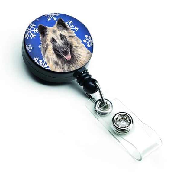 Carolines Treasures SC9392BR Belgian Tervuren Winter Snowflakes Holiday Retractable Badge Reel