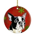 thumbnail image 1 of Carolines Treasures SC9400-CO1 Boston Terrier Red Green Snowflakes Christmas Ceramic Ornament 3 in multicolor, 1 of 3