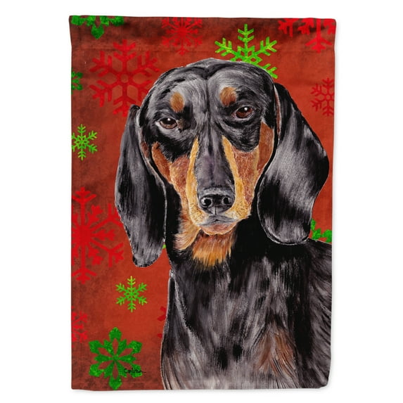 Carolines Treasures SC9403-FLAG-PARENT Dachshund Red and Green Snowflakes Holiday Christmas Flag multicolor