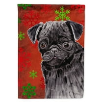 Carolines Treasures SC9406-FLAG-PARENT Pug Red and Green Snowflakes Holiday Christmas Flag  multicolor