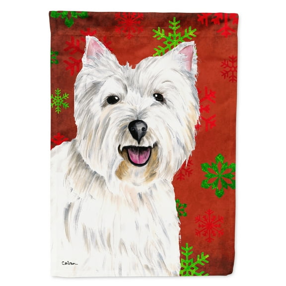 Carolines Treasures SC9410-FLAG-PARENT Westie Red and Green Snowflakes Holiday Christmas Flag  multicolor
