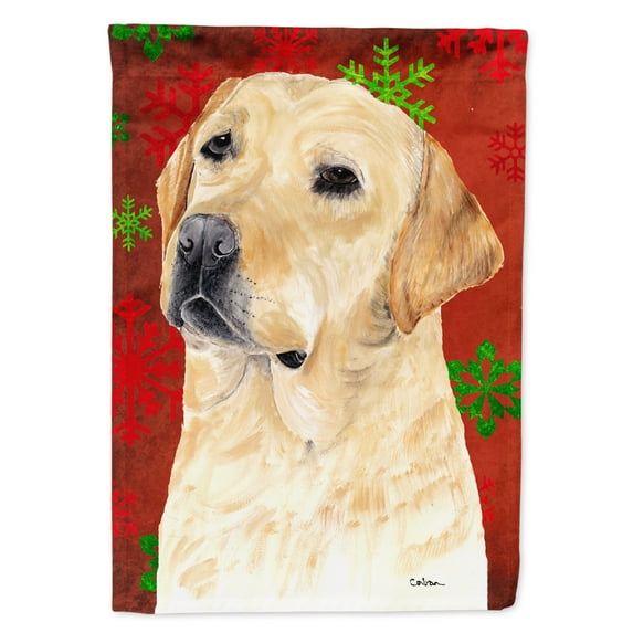 Carolines Treasures SC9416-FLAG-PARENT Labrador Red and Green Snowflakes Holiday Christmas Flag multicolor