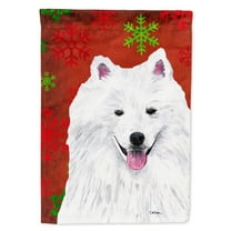 Carolines Treasures SC9419-FLAG-PARENT American Eskimo Red and Green Snowflakes Holiday Christmas Flag multicolor