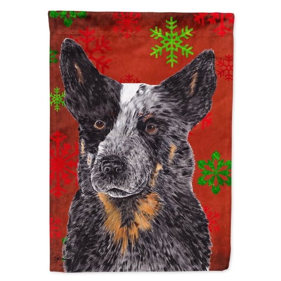 Australian Cattle Dog Red Green Snowflakes Christmas Flag Garden Size