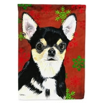 Carolines Treasures SC9439-FLAG-PARENT Chihuahua Red and Green Snowflakes Holiday Christmas Flag  multicolor